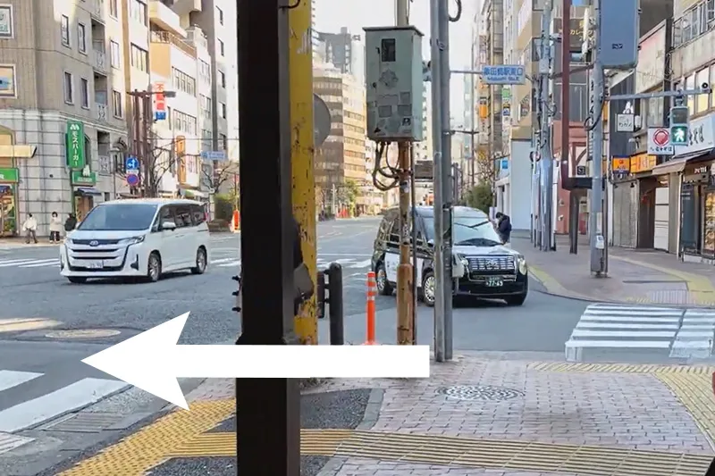 車道を横断し対向側へ移動